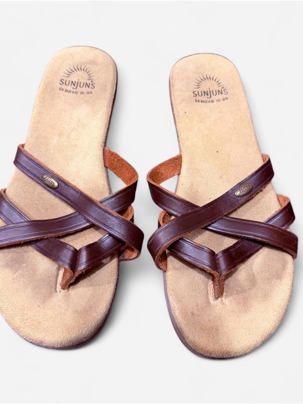 Bass Sunjuns Women’s Brown Leather Slide Sandals